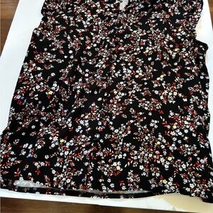 Ann Taylor Black Floral A-Line Skirt